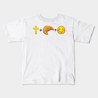 Christ plus Croissants equals happiness Kids T-Shirt